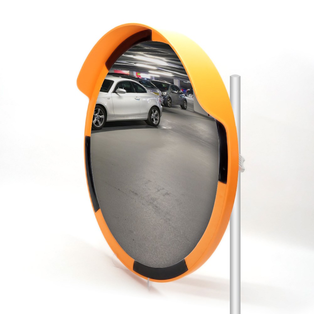 Tümsek Trafik Aynası - Galvaniz Flanşlı Direk Set - Oval 80 cm 2 m